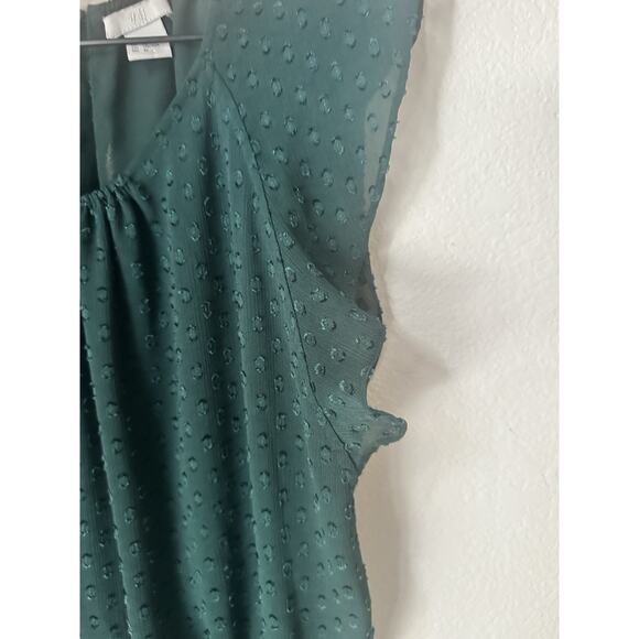 H&M Blouson Dress Women’s Size 10 Color Green Cap Sleeve Boat Neck - Picture 4 of 6